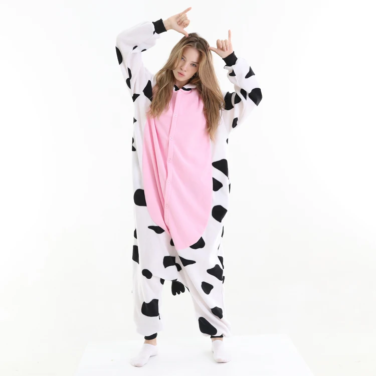 Adult Cow Onesies Pajamas Anime Cosplay Costume Unisex Kigurumi Cartoon Party Jumpsuit For Female Male