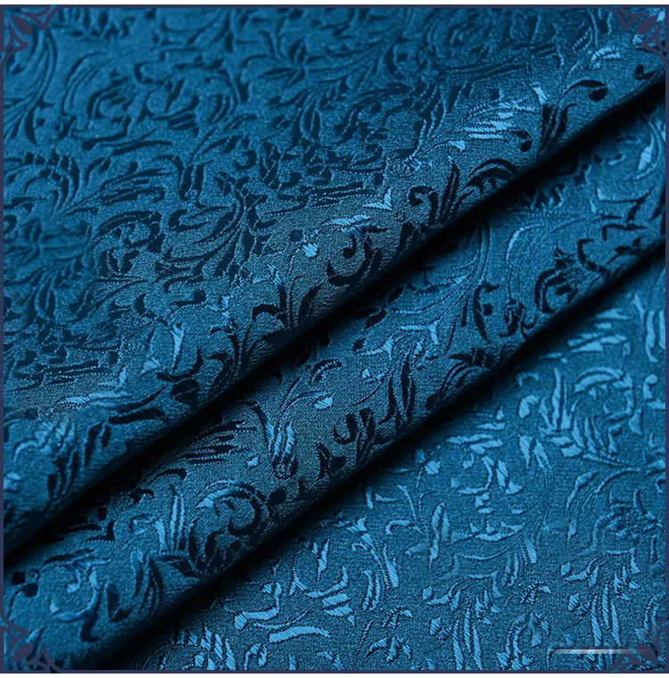 75x50cm blue floral style damask silk satin brocade jacquard fabric costume upholstery furniture curtain clothing material image 2