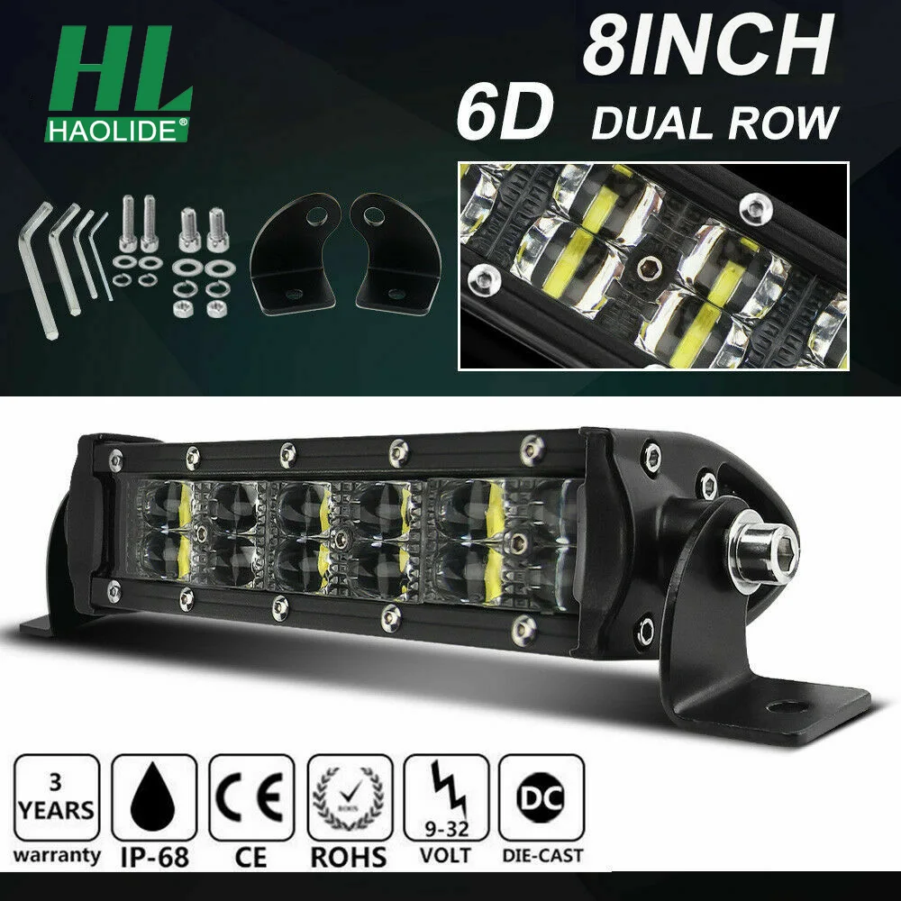 HAOLIDE 6D 36W 8 INCH Dual Row LED Light Bar Slim Spot  Led Working Lights  ATV Boat 4X4 Offroad Trucks Lada Tractor