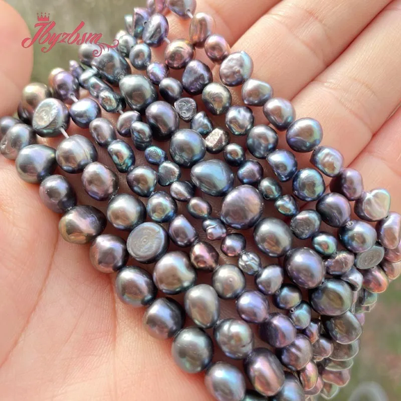 3-4,5-7,8-9mm Natural Black Freeform Freshwater Pearl Stone Beads For DIY Necklace Bracelet Earrings Jewelry Making Strand 14.5\