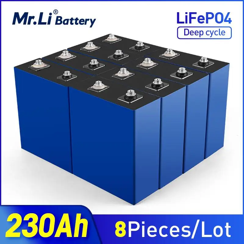 8PCS NEW 3.2V 230Ah lifepo4 rechargeable battery lithium iron phosphate Grade A cells diy 12v 24v 230Ah Solar storage system