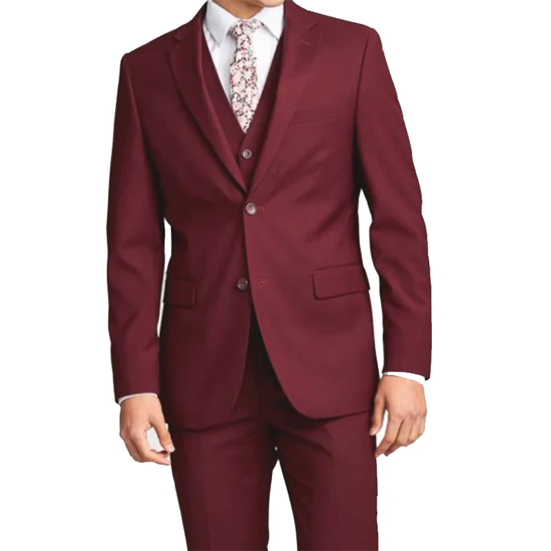 Costume Homme Mariage Costumes Sur-Mesure Burgundy Men Wedding Custom Made Suits With Pants Groom Tuxedo Wedding Suits For Men