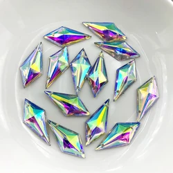 DIY 25pcs 10*22mm Sewing AB Crystals Flat Back Rhinestones Sew On Stones Appliques Acrylic Gems Rhombus Fancy Crystal Strass