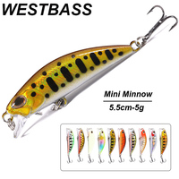 WESTBASS 1PX Micro Minnow Lure 55mm-5g Sinking Fishing Lure Trolling Swimbait Wobbler Artificial Hard Jerkbait Bass Isca Pesca