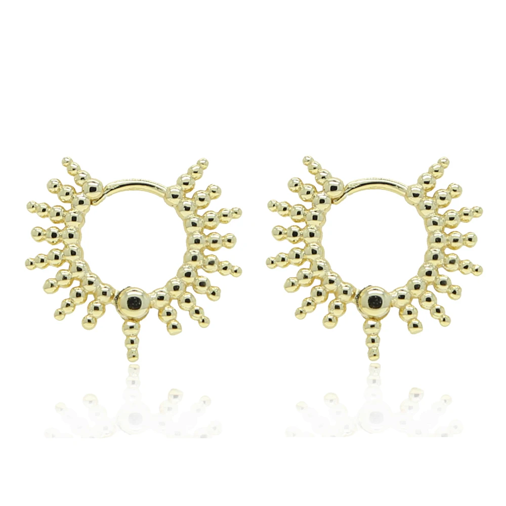 Simple Geometric European Women Girl Earring Geometric Bead Ball Band Spike Hoops