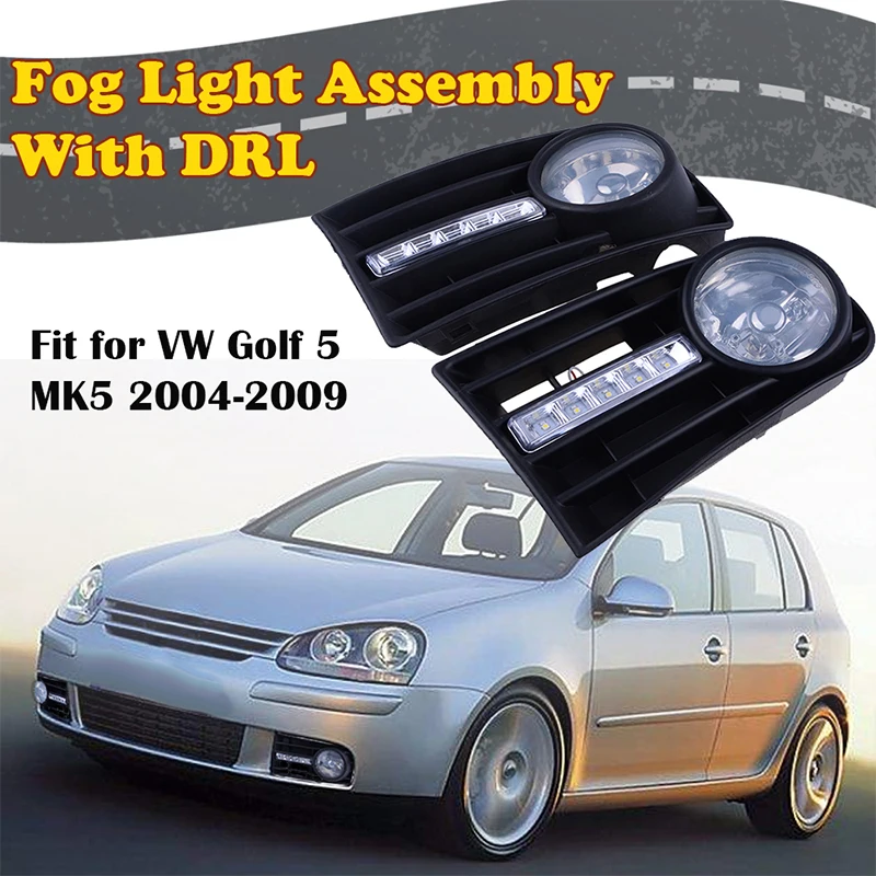 Zespół świateł przeciwmgielnych Przedni zderzak Dolna kratka Światła do jazdy dziennej Akcesoria samochodowe Pasuje do VW Golf MK5 2004-2009