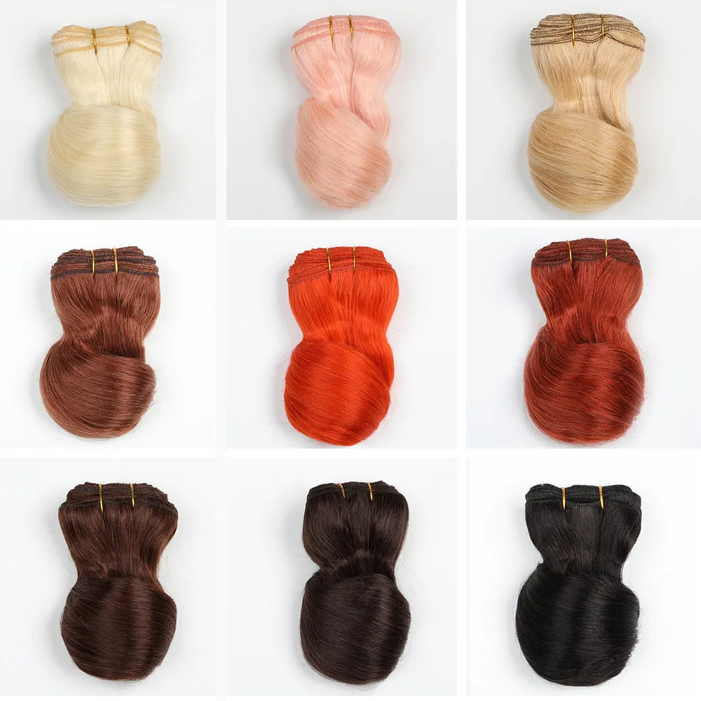 1 packet Extensions Wool Loose Wave Hair Wefts Black Khaki Orange Curly Doll Hair Wigs for All Dolls DIY Handmande Doll Wigs