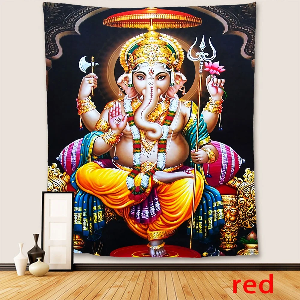 3D Aesthetics Mythology Style Personality Indian Buddhism Culture Buddha Shiva and Ganesha Tapestry Wall Hanging Wall Art