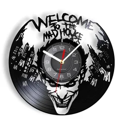 Welcome to the Madhouse Vintage Style Wall Clock Comic Book Gotham Retro Vinyl Album Record Clock Movie Character Home Decor