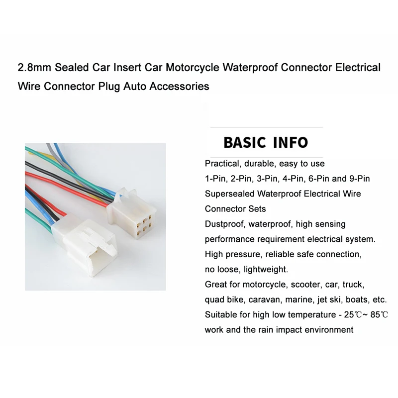 2.8mm Sealed Car Insert Car Motorcycle Waterproof Connector Electrical Wire Connector Plug Auto Accessories