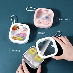 Handle Travel Portable Cotton Hairpin Storage Box Transparent Cover Small Objects Sorting Box Sundries Sorting Storage Box