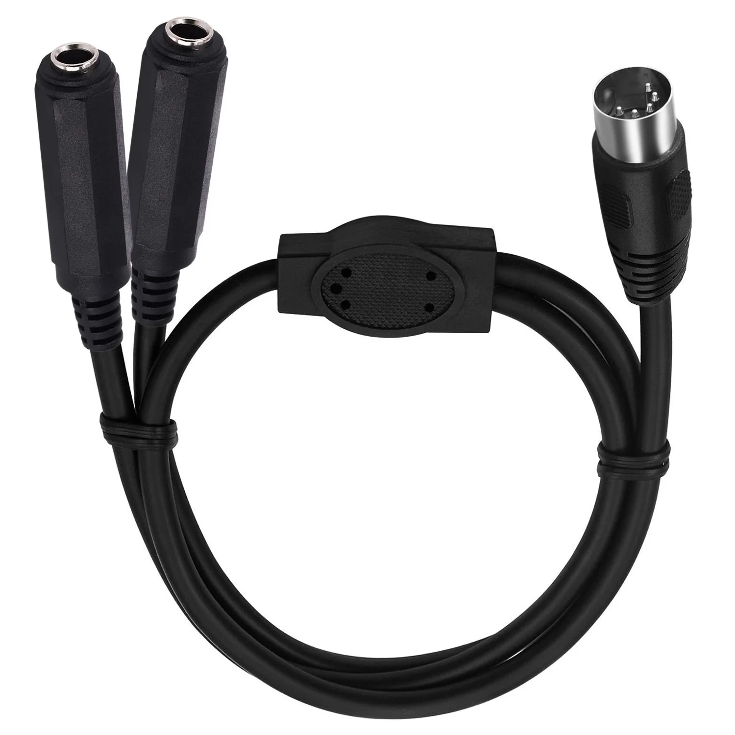 MIDI DIN 5-контактный штекер на 2 гнезда 6,35 мм 1/4 дюйма TRS Стерео Y-разветвитель Клавиатура Гитарный динамик Аудио адаптер AMP Кабель