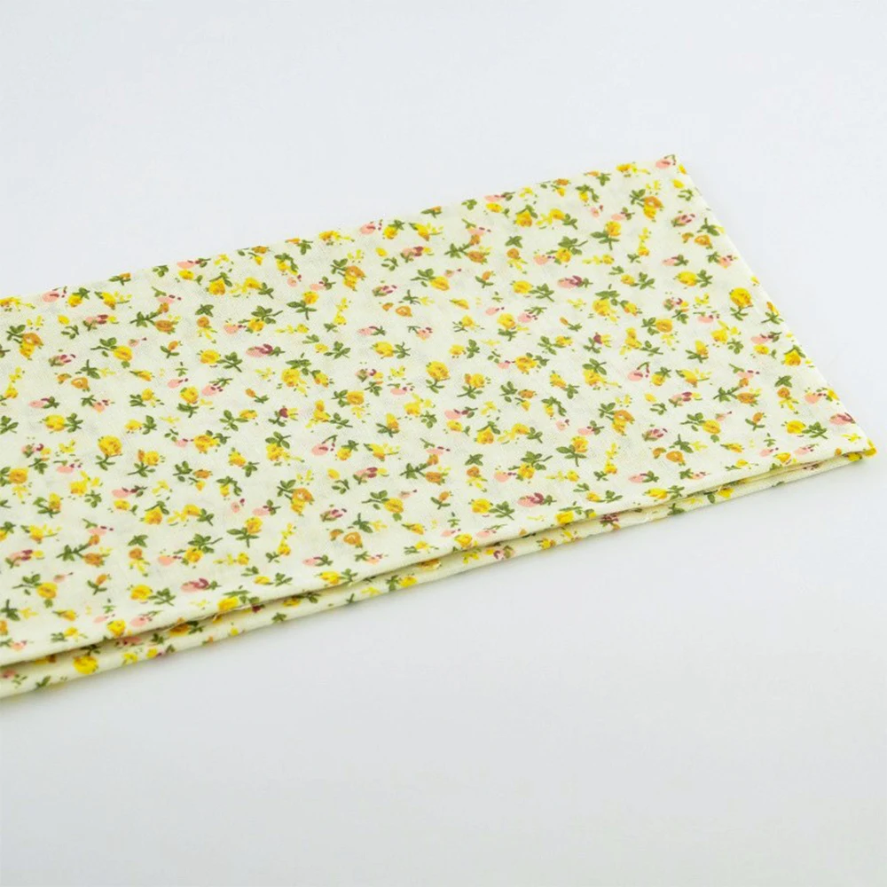 1 Piece Home Textile Cotton Fabrics Yellow Floral Designs 50cmx50cm Pre-cut Fat Quarter Tida Tecido Sewing Doll Cloth Quilting