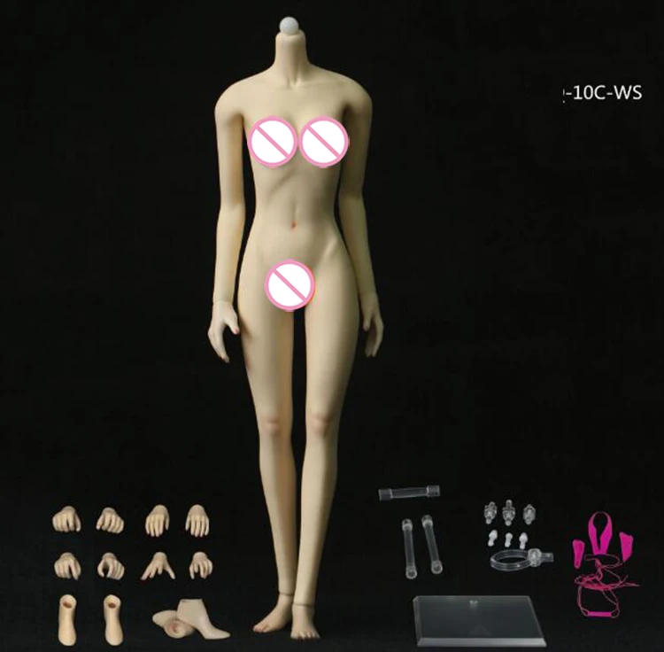 

7 Color Skin Middle 1/6 Normal Super Flexible Sexy Seamless Female Body Metal Skeleton Detachable Foot Model for 1:6 Head Sculpt