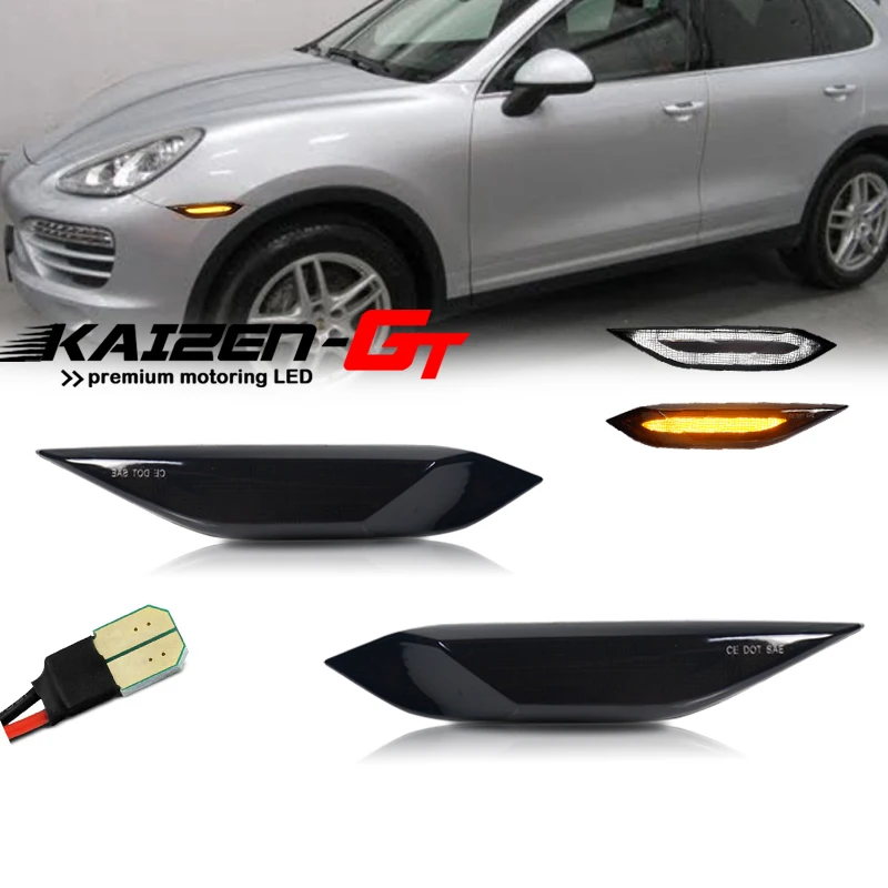 

Switchback Amber / White LED Front Fender Side Marker Lights For 2011-2014 Porsche Cayenne (958) Turn Signal, DRL Driving Lights