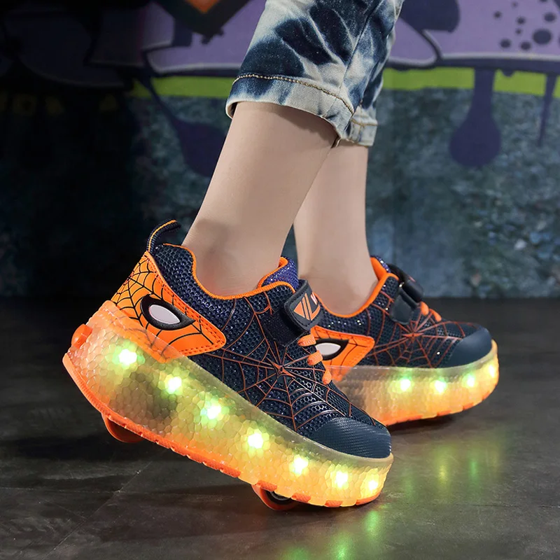 

Roller Skates Shoes Boys Girls Kids Children 2021 Gift Fashion Sports Casual Outdoor 2 Wheels Sneakers Flashing Light Led Boots