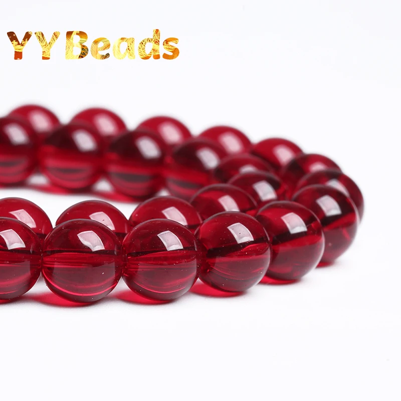 Natural Garnet Red Crystal Glass Beads Clear Red Glass 4-12mm Round Loose Beads For Jewelry Making DIY Women Bracelets Wholesale