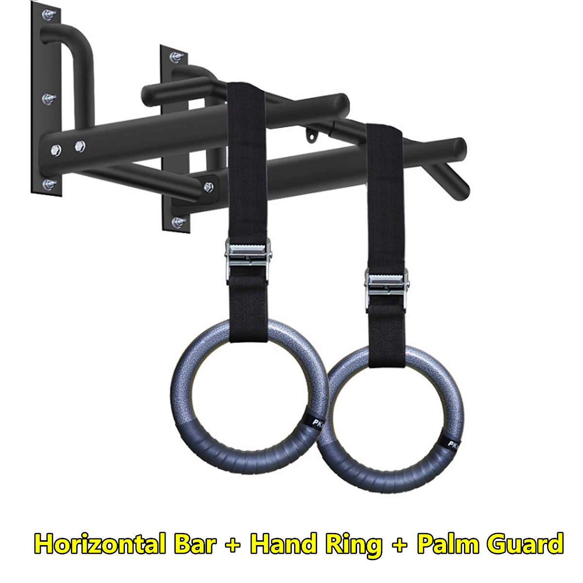 Wall Mounted Horizontal Bars Set with Resistance Band/Hand Ring Home Gym Chin Up Pull Up Training Bar Sport Fitness Equipment