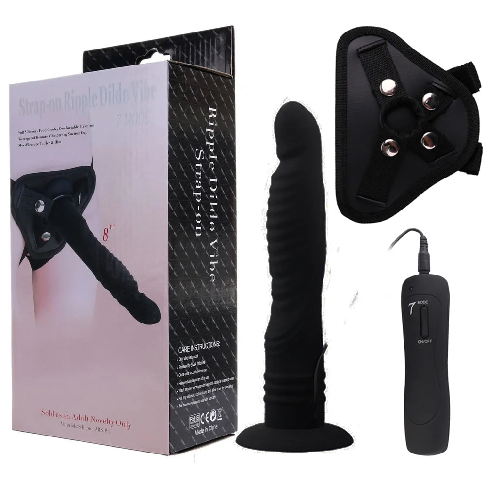 APHRODISIA Strapon Dildo Vibrator for Women 7 Speed Remote Control Strap on Anal Butt Plug Sex Toys for Unisex Couples Harness