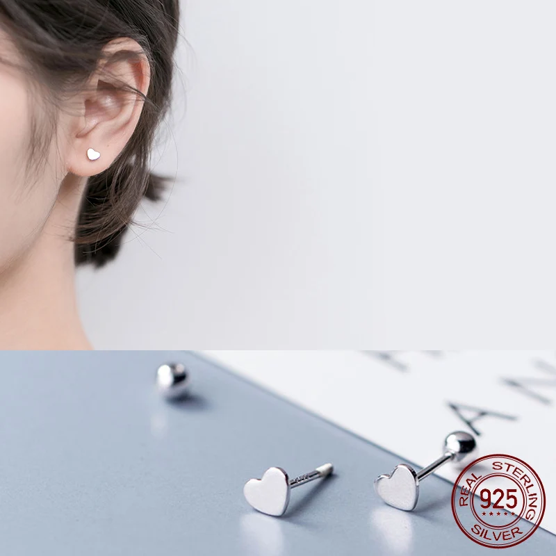 

La Monada настоящие серьги-гвоздики из стерлингового серебра 925 пробы, минималистичные серьги-гвоздики в форме сердца для женщин, серебро 925, изысканные ювелирные изделия с завинчивающейся спинкой