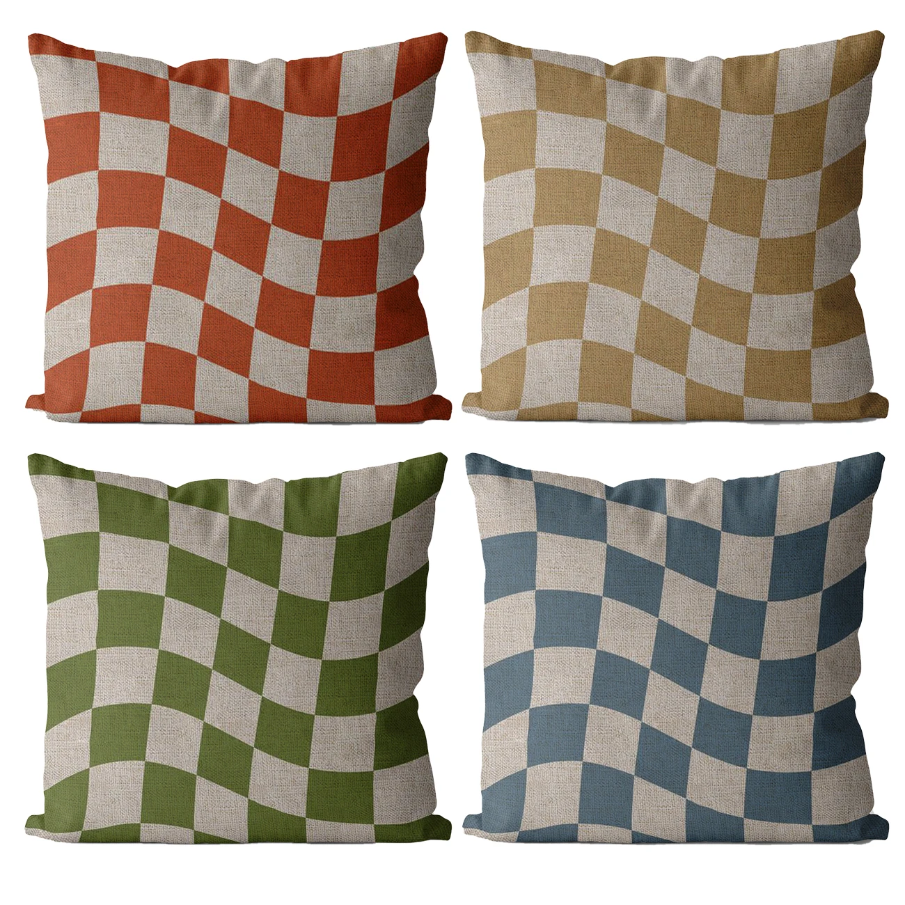 Nordic Decorative Checkerboard Pillowcase linenPillow Cover Checkerboard Cushion Cover for Sofa Living Room Home Decor