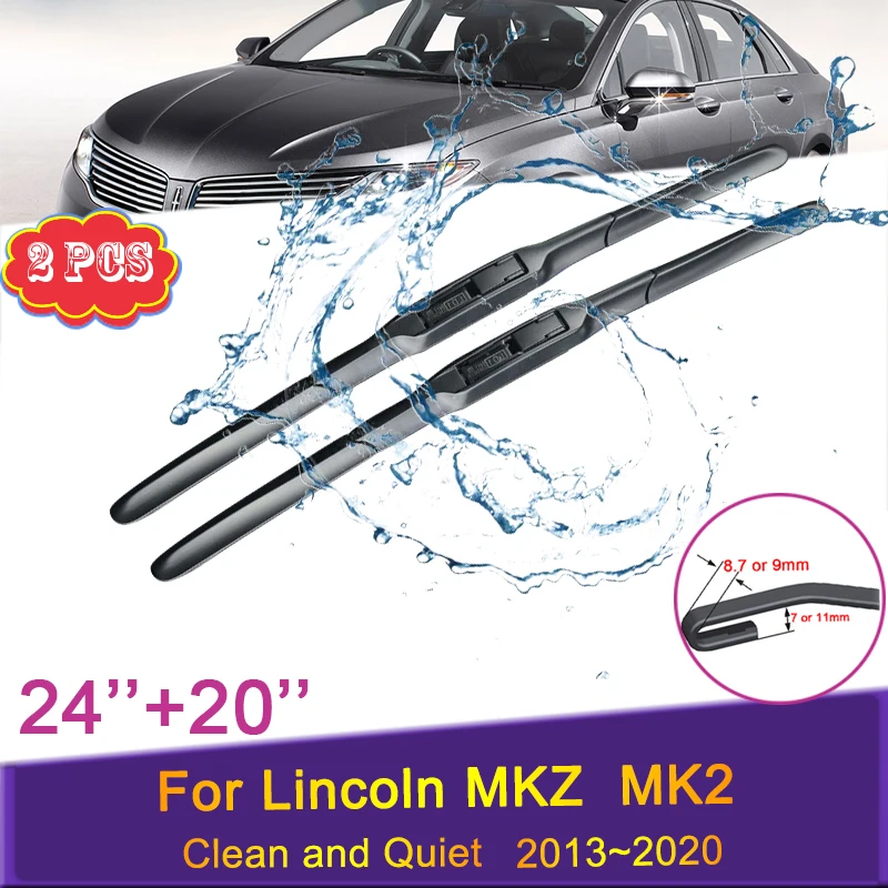 

Car Front Wiper Blades for Lincoln MKZ MK2 2013 2014 2015 ~ 2020 Windshield Frameless Silent Rubber Snow Scraping Accessories