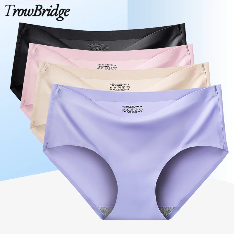 TrowBridge Seamless Sexy Underwear Women Sports Panties Silk Satin Lingerie Skin-Friendly Briefs Female Underpants Comfort Panty