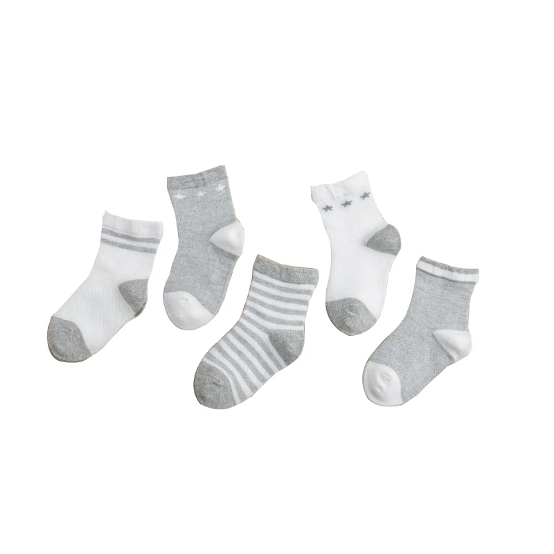 

5 pairs Summer new mesh thin children's socks stripes and stars 0-6 years old sweat-absorbent and breathable cotton Child socks