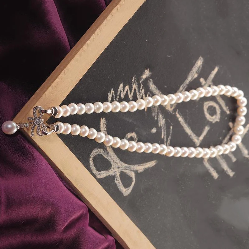 ZHRUKAN 2019 New White Pearl Necklace Jewelry 8-9mm Round Natural Freshwater Pearl Choker Necklaces For Women Gift