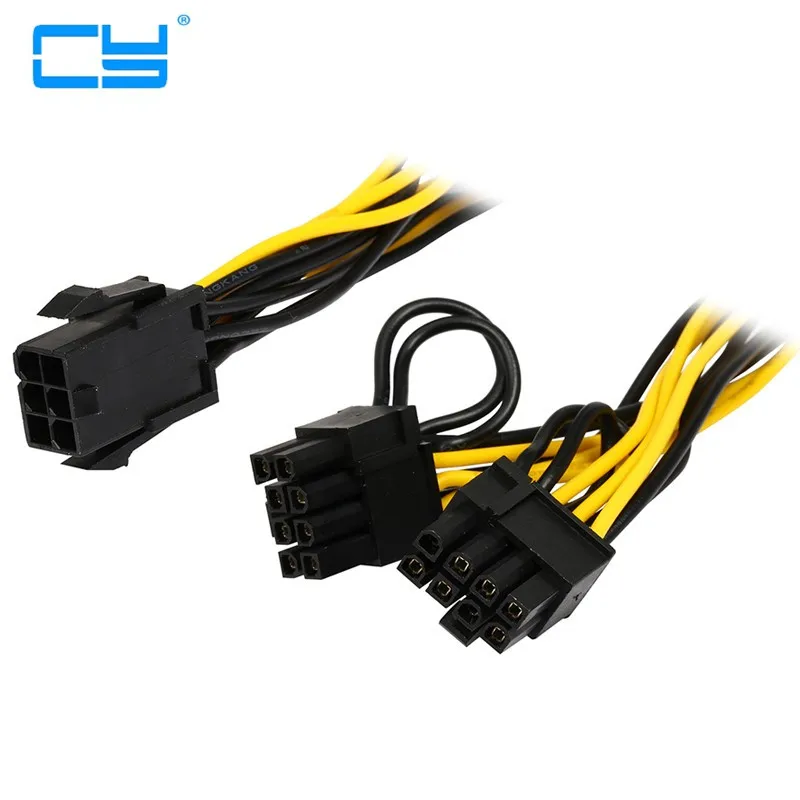 

5pcs 6inch Molex 6-pin PCI Express to 2x PCIe 8 (6+2) pin Motherboard Graphics Video Card PCI-e GPU Splitter Hub Power Cable