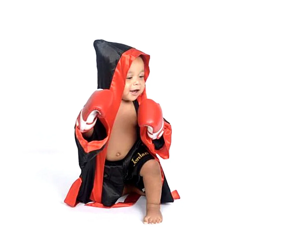 Baby Boxer Boxing Robe Set Newborn Photography Props With Matching Shorts Infant Birthday Photo Accessories Prop Boxing Gloves