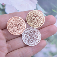 12pcs 24mm Filigree Charms Silver color Round Connector 3 Hole Earring Connectors  Brass Jewelry DIY Jewelry Making