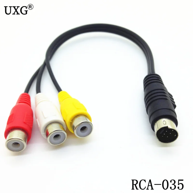 S-Video 7Pin to 3RCA RGB Component Cable Adapter 0.3m 30cm 1FT