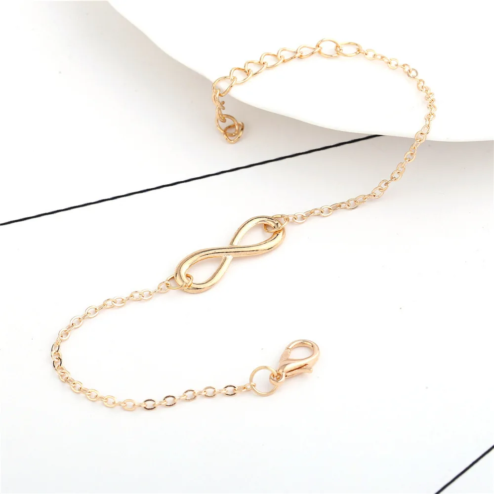 L040 Hot Minimalist Punk Vintage Bijoux Fashion Charm Infinity 8 Bracelets For Women Gift Men Chain Tiny Bangles Cheap Jewelry