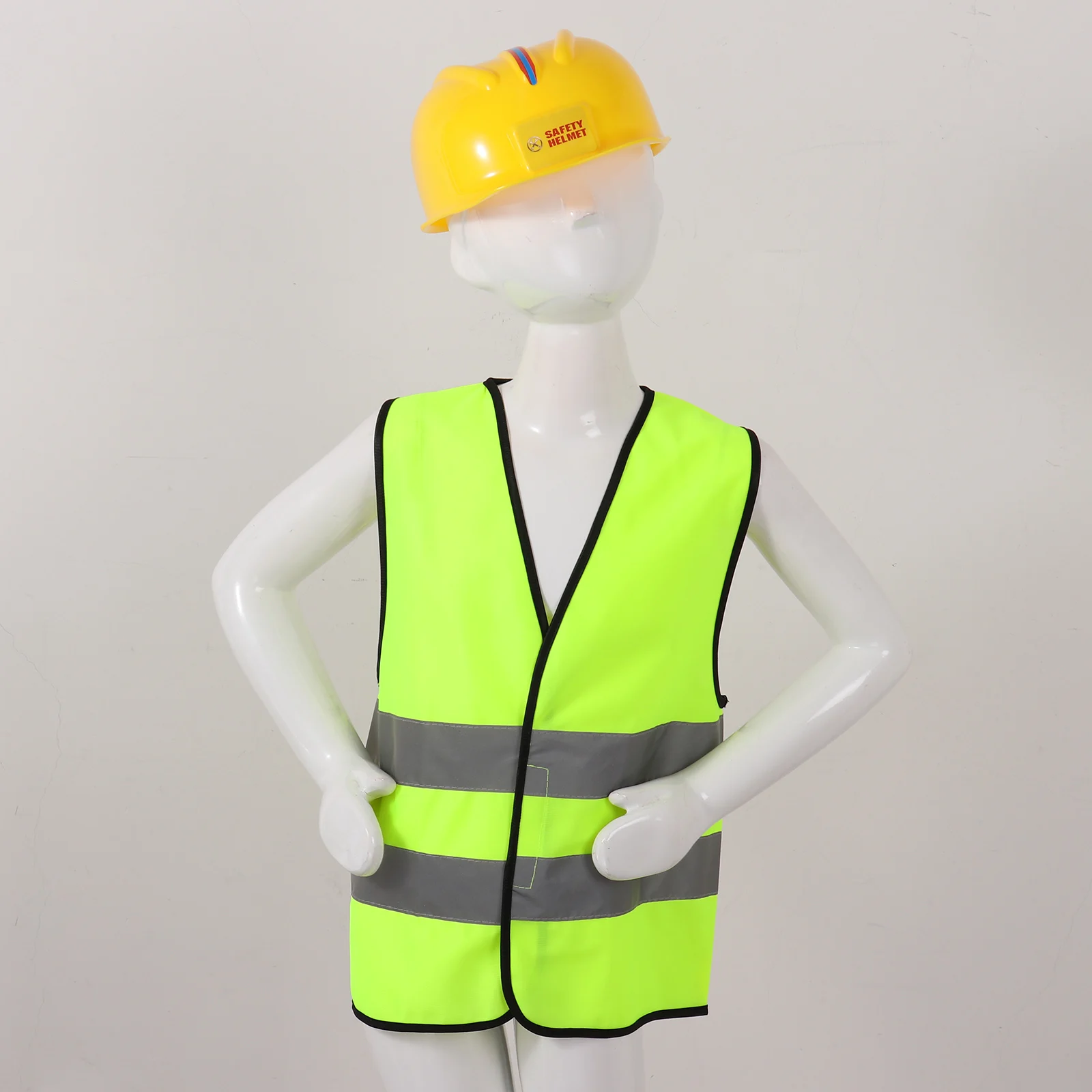 Kids Simulation Engineering Hat Parent-child Interactive Game Safety Engineering Hat with Reflective Safety Vest for Children