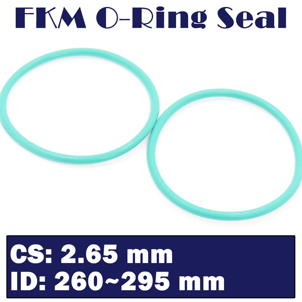 CS2.65mm FKM Rubber Ring ID 260/265/270/275/280/285/290/295*2.65 mm 5PCS O-Ring Fluorine Gasket Oil seal Green ORing