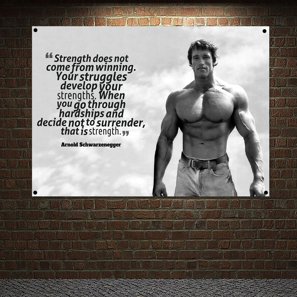 Man Muscular Body Banners Vintage Gym Wall Decor Lose Weight Workout Motivation Flags Wall Hanging Canvas Painting Print Art