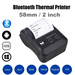 Portable Phone Thermal Receipt Printer 58mm Mini Size To Carry On Works With Android & iOS Handheld Wireless Bluetooth Printer