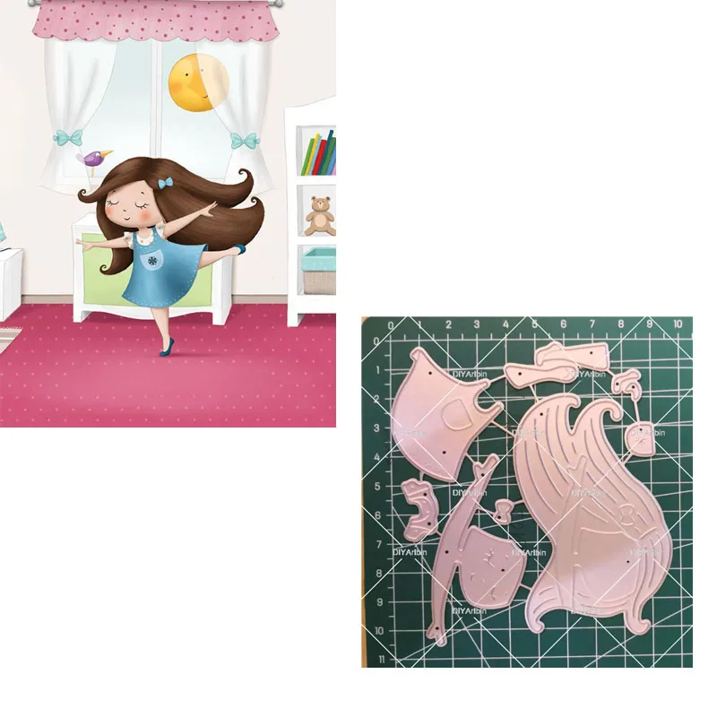 Dancing Girl Cutting Dies Brithday Ballet Layering Die Photo Album Embossing Die Paper Cards Making