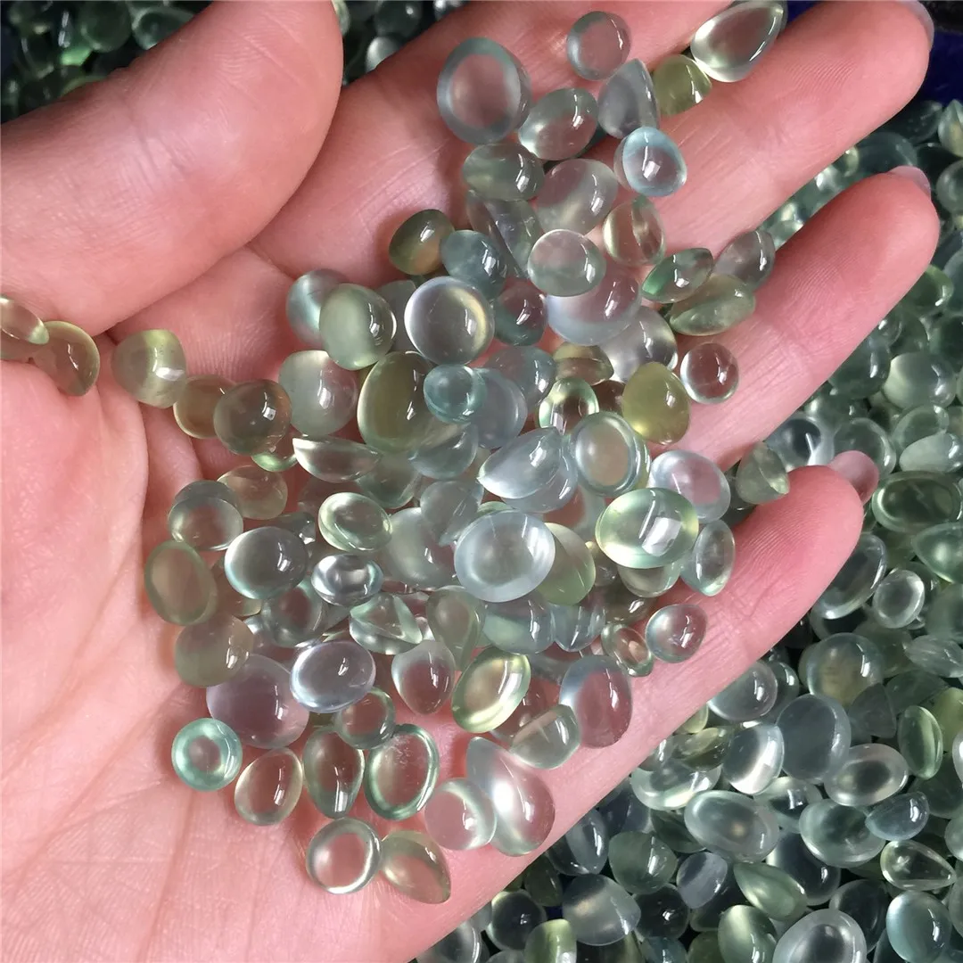 Natural Prehnite Smooth Curved Oval Shaped Drop Shape Loose Jewelry Accessories Colored Gemstone Valet Inlay