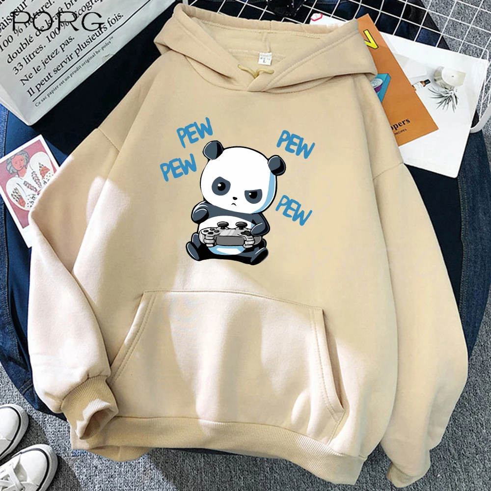 Hoody Kawaii Panda Pew Print Woman Sweatshirt with Hooded Harajuku Loose Womens Hoodie Korean Fashion Female Clothes