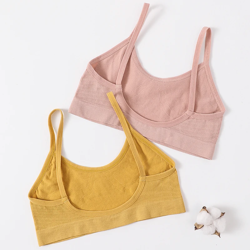 Seamless Womens Bralette Ribbed U Back Wireless Tube Bra model wearing