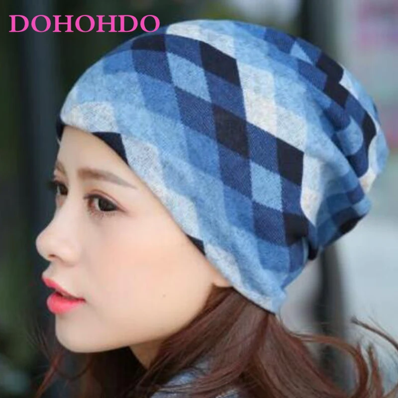 DOHOHDO New Fashion  Hat Scarf Knit 21 Colors Women Beanies Caps Spring Women Beanie Hat For Women Caps 3 Way To Wear Bonnet