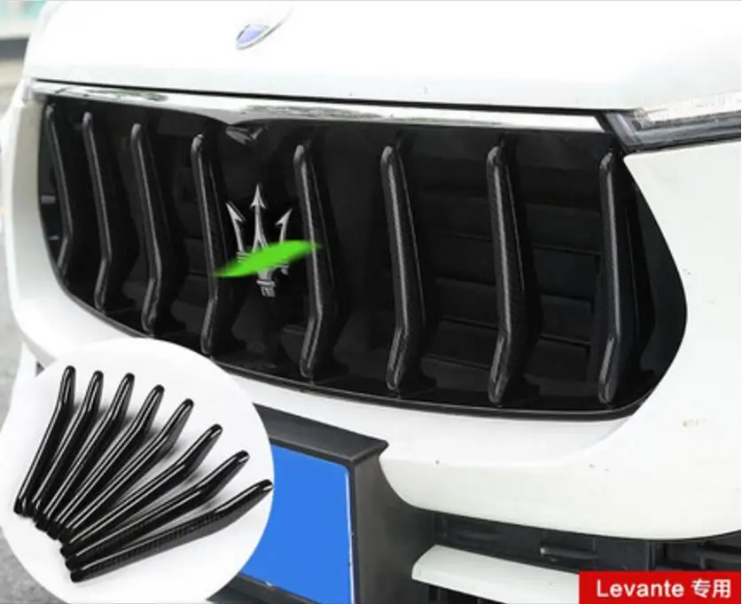 Carbon Fibre 8pcs  Car Front  bumper Mesh Vent Hole Dirt Grille Grills Cover Trims For Maserati Levante 2016 2017 2018