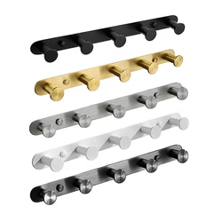 3 4 5 6 Hooks Towel Hat Coat Storage Wall Hook Stainless Steel Home Kitchen Hanger Bathroom Robe Clothes Hanging Holder Hook