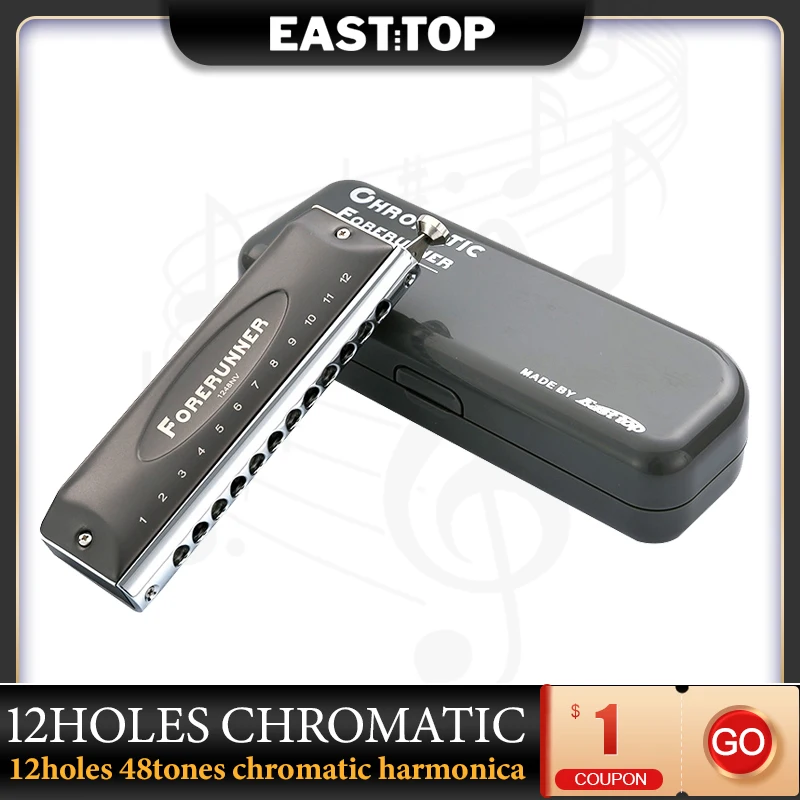 

EASTTOP Harmonica Music Instruments Key of C 12 Holes 48 Tones Chromatic Instrumentos Musicales Chromatic Competitive 1248NV