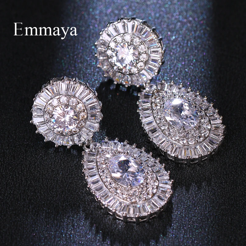 Emmaya New Fashion White Earring Waterdrop Shape With High Quality Zirconia For Women Elegant Jewelry In Banquet Fancy Dress-up