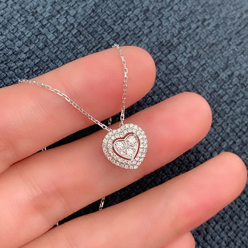 Huitan wykwintny naszyjnik w kształcie serca pełna cyrkonia sześcienna genialne akcesoria ślubne naszyjnik miłosny prezent moda biżuteria dla kobiet