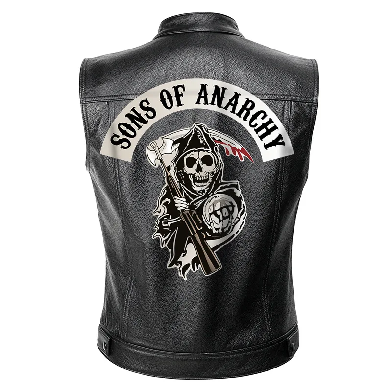 Motorcycle Leather Vest Men Rivaled PU Punk Retro Classical Casual Waistcoat Motocross Equipment Bicycle Motorcycle Jacket