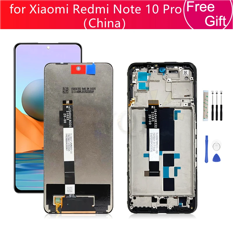 For Xiaomi Redmi Note 10 Pro 5g LCD Display Screen Touch Digitizer Assembly +Frame China Version Replacement Repair parts 6.6\